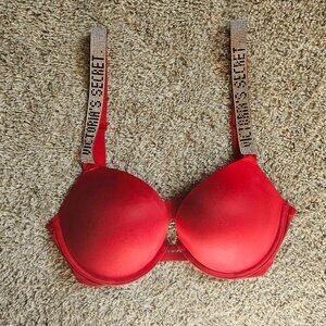 Victoria's Secret Red Bra with Glitter Straps